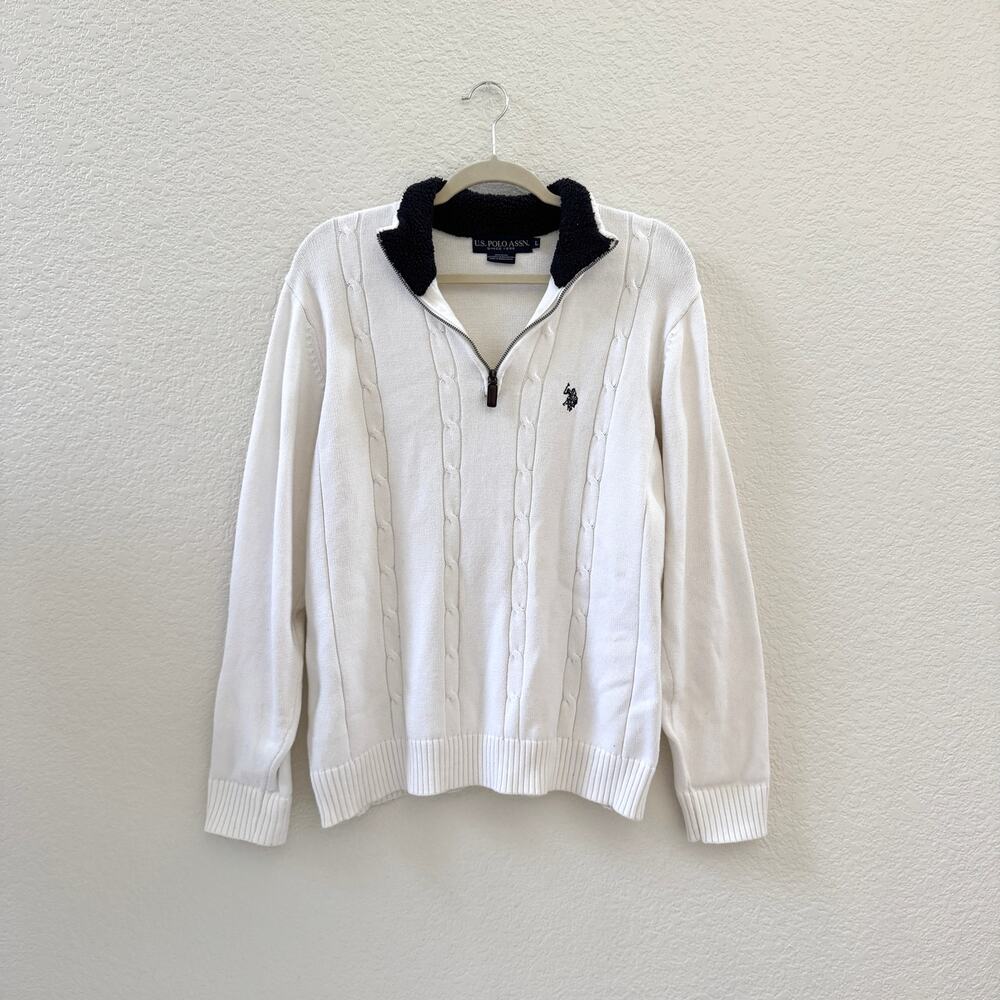 Quarter-Zip Cable-Knit Sweater with Collar